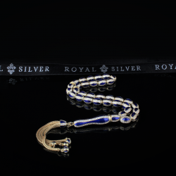 Gold plated Silver rosary 'Blue' - 458