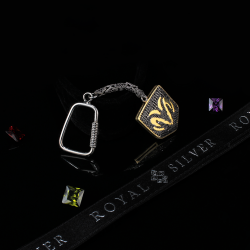 Gold plated Silver keychain 'Dodge' - Black