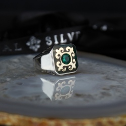 Silver ring "Lilium" - Green
