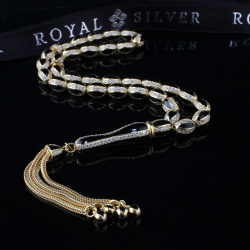 Gold plated Silver rosary 'Black' - 459