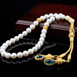 Pearl and silver rosary - 590