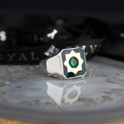 'Star' Silver ring - Green
