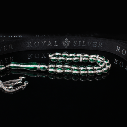 Exclusive Silver rosary 'Green' - 456